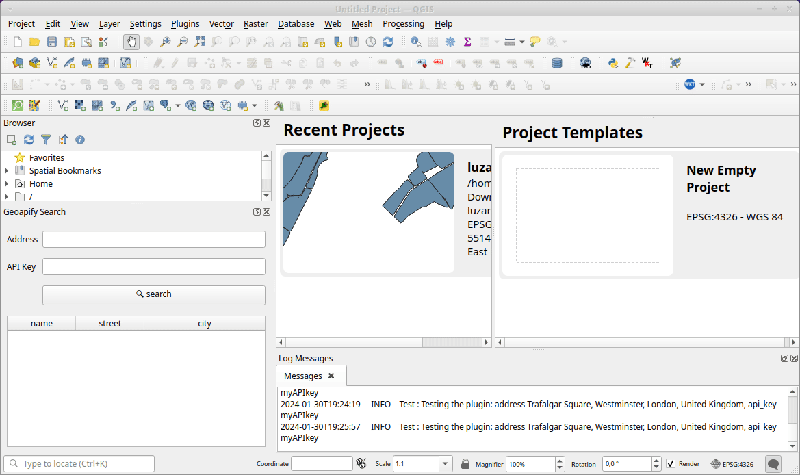 first plugin draft in QGIS